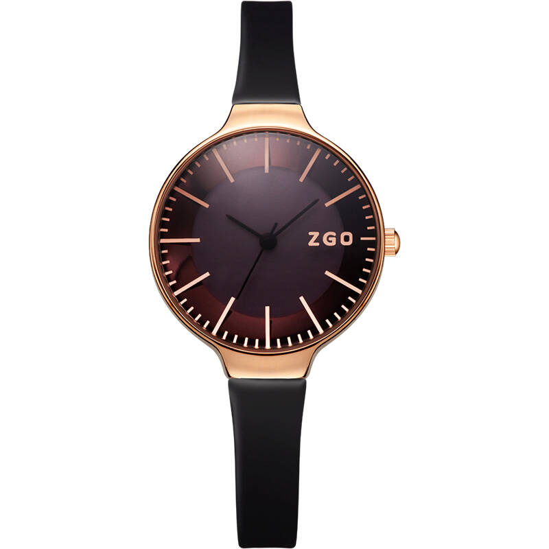 正港(zgo)女士手表超薄学生手表防水时尚女表529 黑金