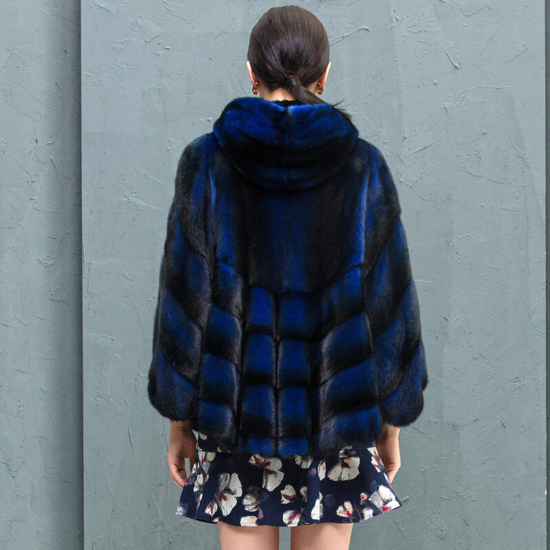 米澜夫人2014新款女士水貂皮草外套海宁中长款连帽貂皮大衣清仓特价