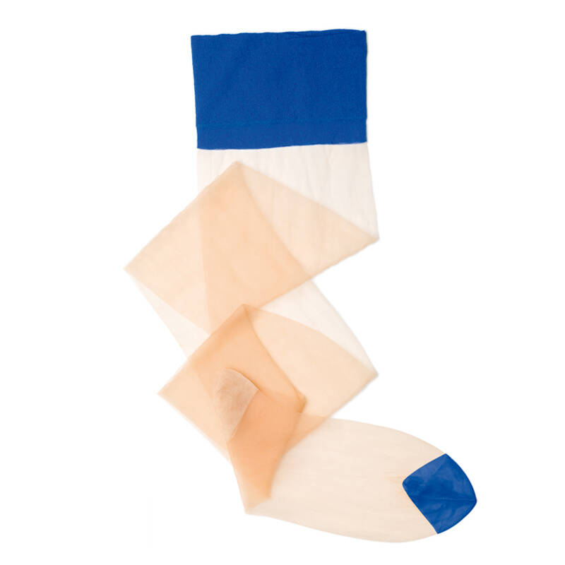 法国cervin双拼彩色超薄水晶尼龙丝袜无弹力吊带袜套装 送吊袜带 淡