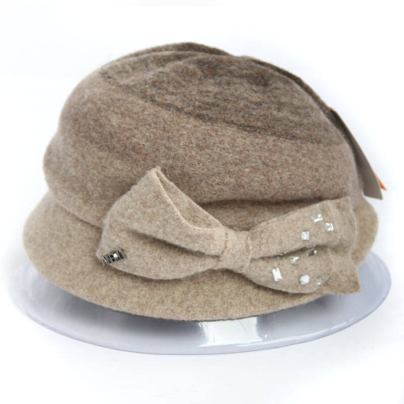 anerli安尔利加厚羊毛帽女士秋冬天保暖盆帽贝雷帽 焦褐色 均码