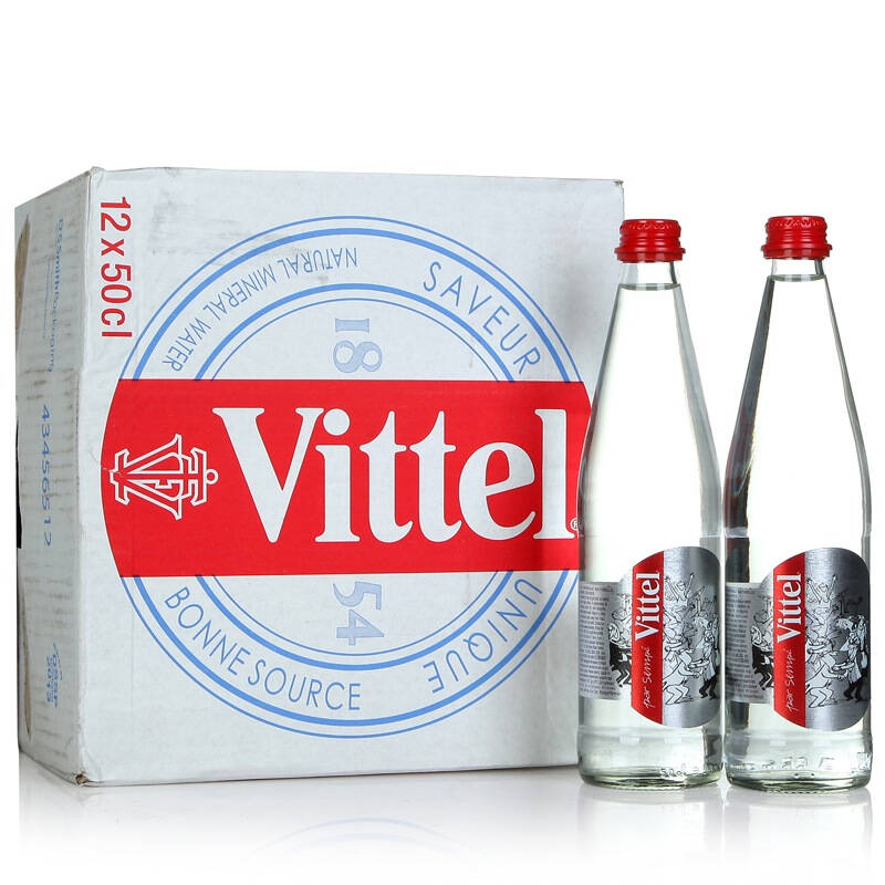 法国进口 伟图(vittel) 饮用天然矿泉水(玻璃瓶) 500ml*12瓶 整箱