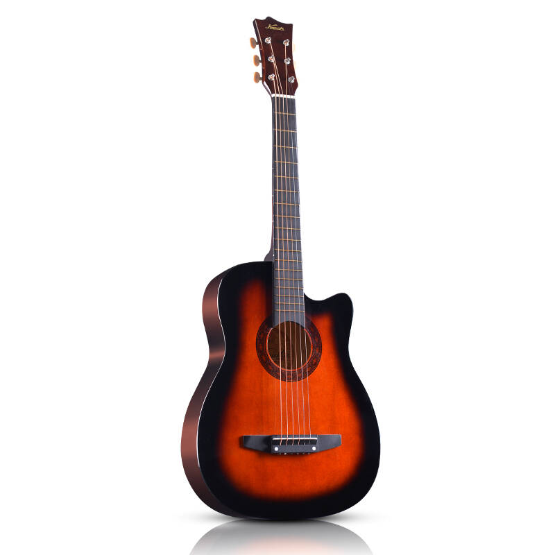 红棉zs-1 38寸初学民谣吉他 缺角练习木吉他 日落色