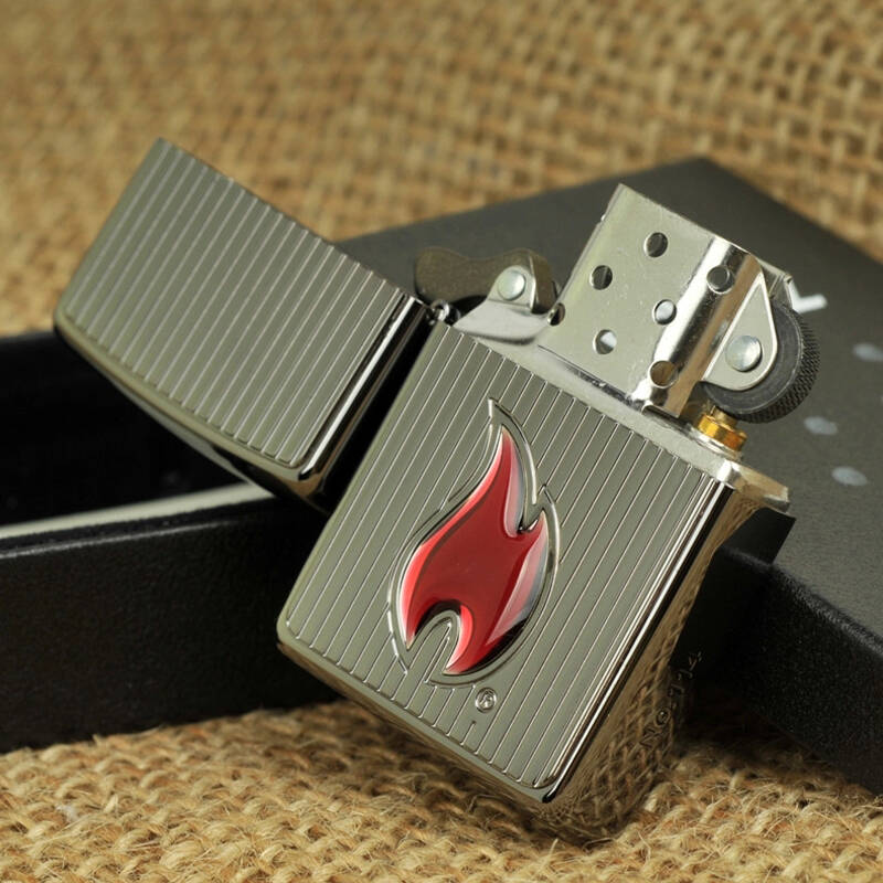 原装正品 zippo火机 2014款 黑冰竖条火焰 zippo 火焰凝胶贴章