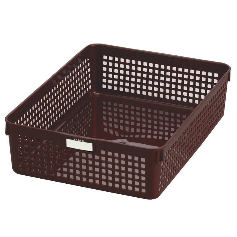 日本进口inomata 春季彩色收纳框 桌面整理筐 杂物收纳篮 粽色