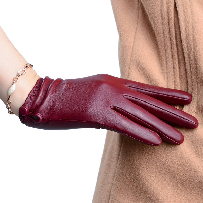 欧蒂斯(noolders)女士秋冬保暖真皮手套女式修手简约版时尚短款皮手套