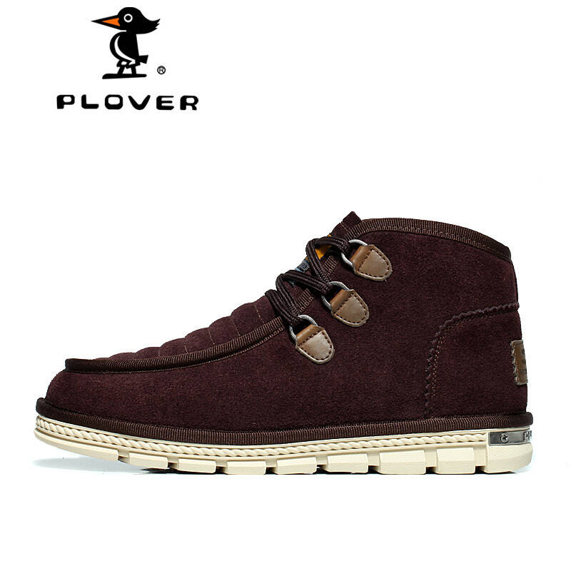 plover啄木鸟a12020男鞋雪地靴休闲短靴冬季保暖英伦真皮靴子加绒马丁