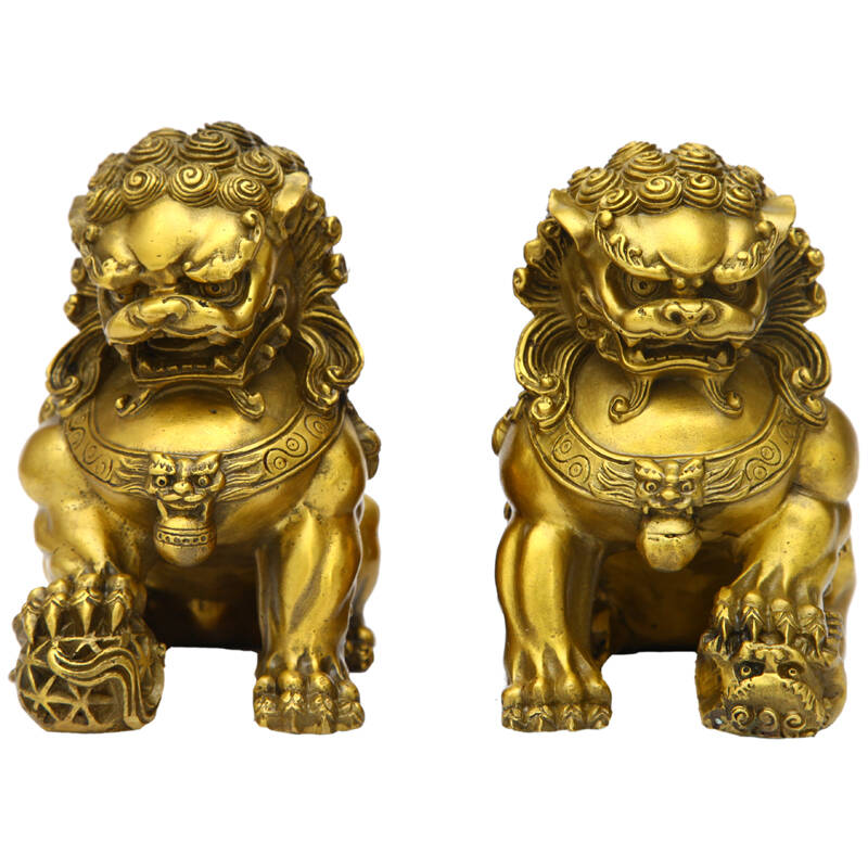 天祥缘 铜狮子摆件工艺品纯铜无底狮子镇宅辟邪化煞家居风水装饰品