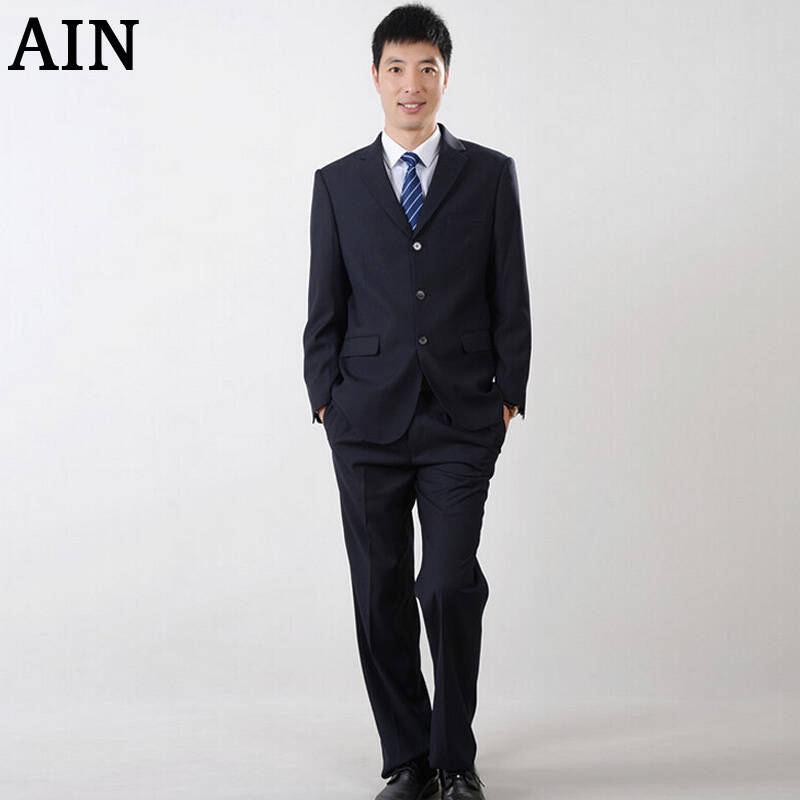 青羽 男士正装西服商务西装工作服职业装男装西装 xrq8823-2 藏青色