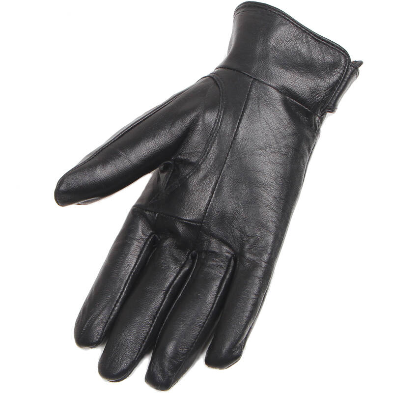 兰诗雨羊皮手套男士冬季真皮加厚加绒保暖户外骑行款lsy450620 黑色修