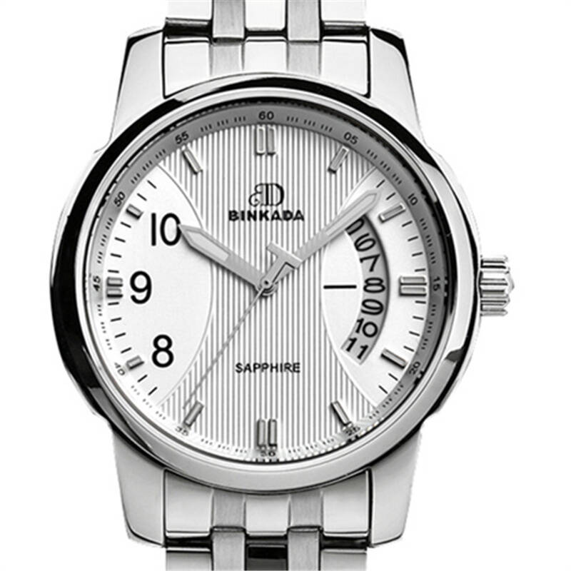 宾卡达(binkada)男表 瑞士正品手表 复古防水防划皮带钢带男表精钢