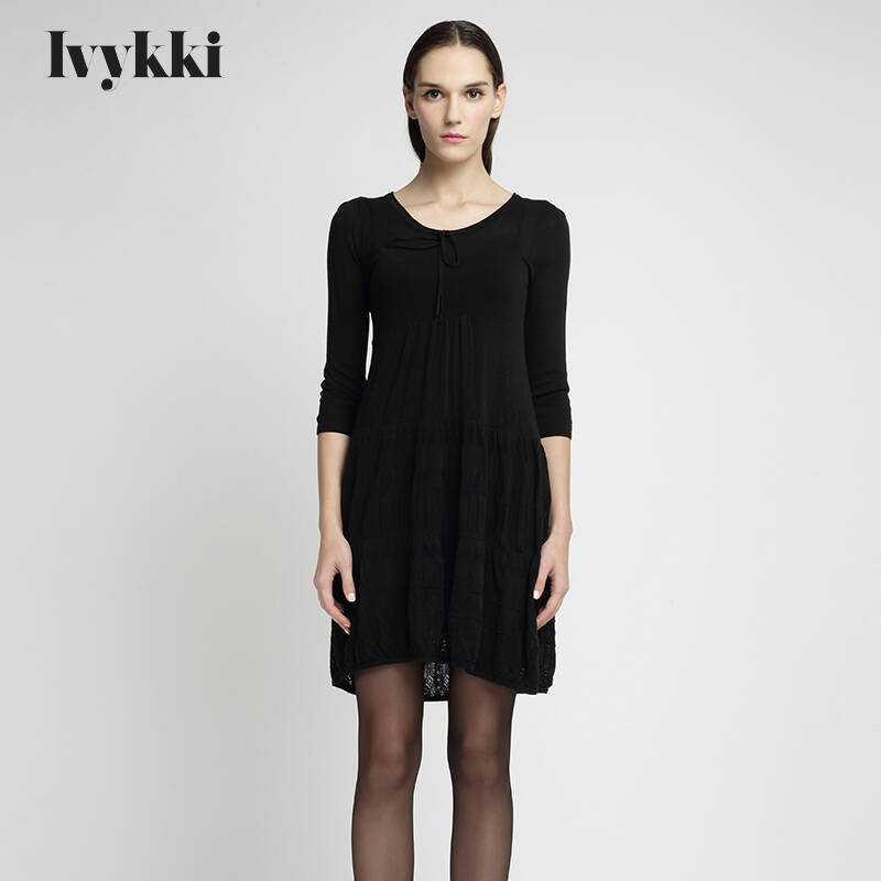 艾维/ivykki 秋冬女装中袖针织衫 0801黑色 s/36