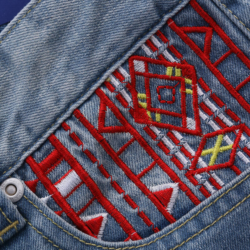 jackwalk全棉中度洗水表袋绣花牛仔裤 p0141006 浅蓝色 30