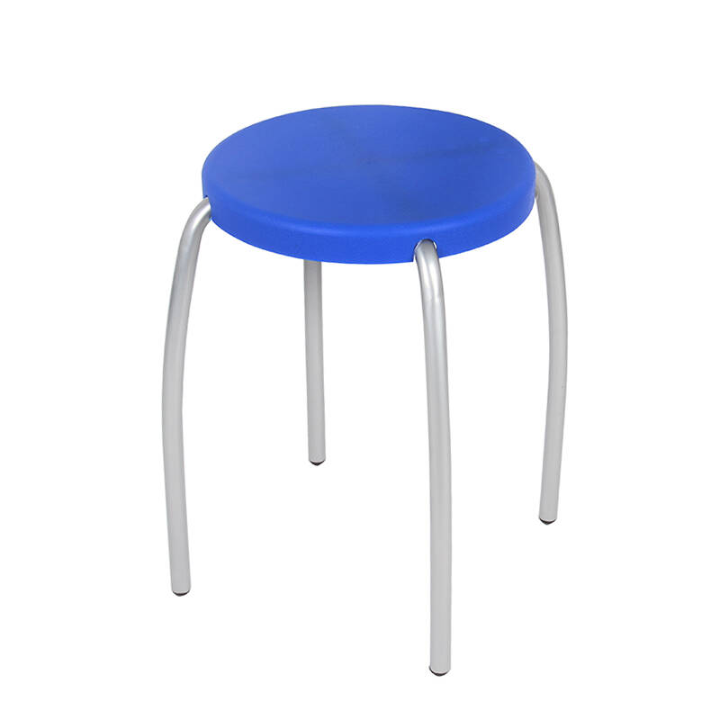 塑料凳子彩色塑料圆凳子可叠放 餐厅食堂加厚凳子 蓝色