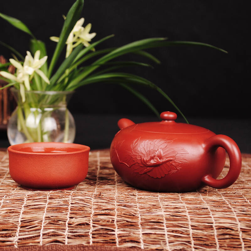 一世堂紫砂壶名家全手工紫泥高档茶壶 周国芳花开富贵370cc 范东明