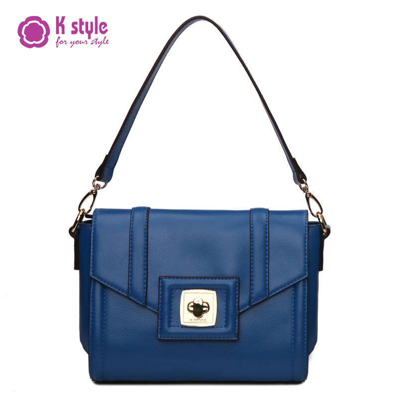 kstyle凯丝莱尔牛皮日韩经典时尚手拎单肩斜挎女包kaomk2539-2 蓝色