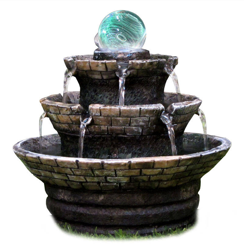 开业礼品 聚宝盆流水摆设品水晶球乔迁礼品 招财客厅办公室摆件