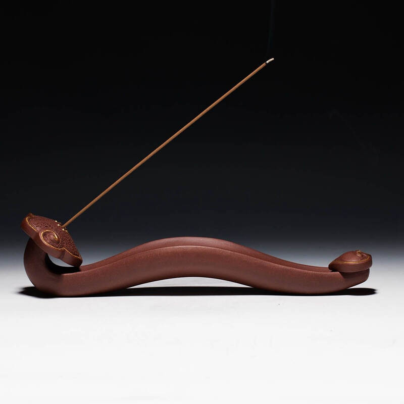 新寅陶艺 宜兴紫砂香座香插线香座香盘香托手工香插 紫砂如意茶宠