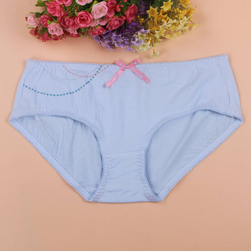 品牌正品少女学生内衣中腰内裤女士三角裤女式莫代尔短裤女 浅蓝色 l
