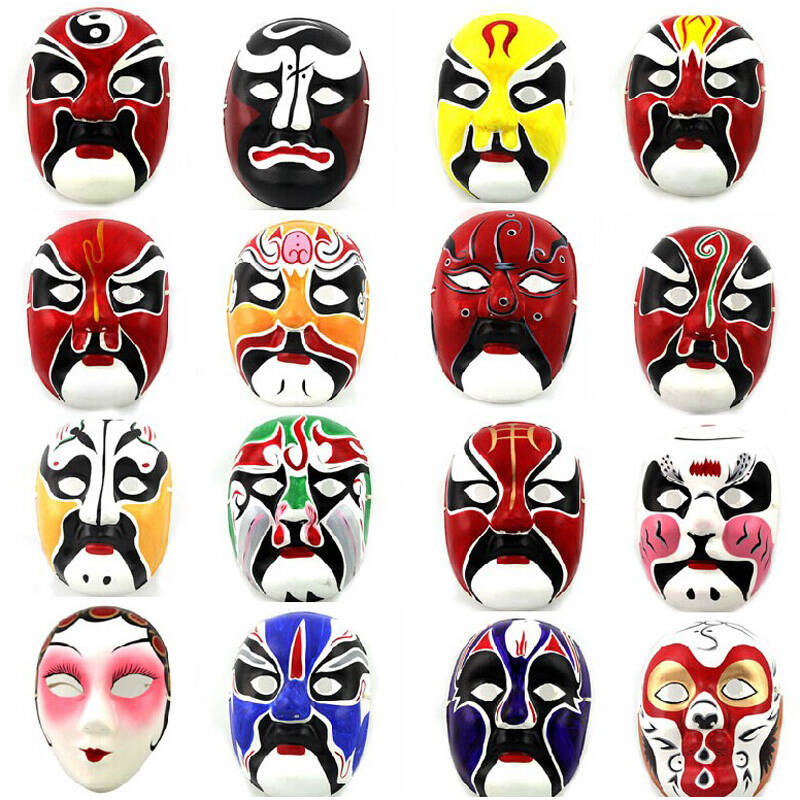 盛泉 手绘石膏纸浆面具 中式国粹 变脸道具 工艺京剧脸谱面具 张颌