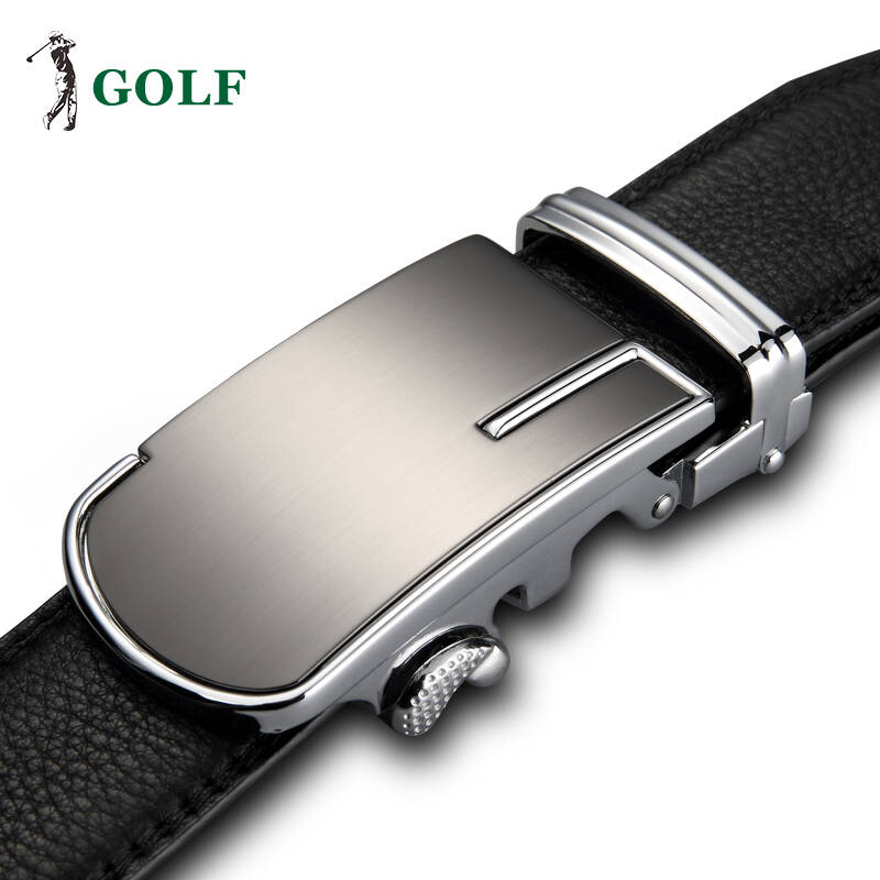 golf头层牛皮自动扣皮带 柔软耐磨带身男士皮带男腰带 精英款黑色 头