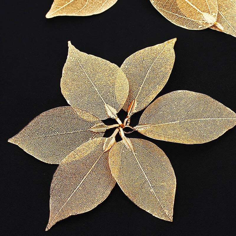 在一起珠宝 金叶子吊坠项坠时尚款镀金树叶毛衣项链 送皮绳