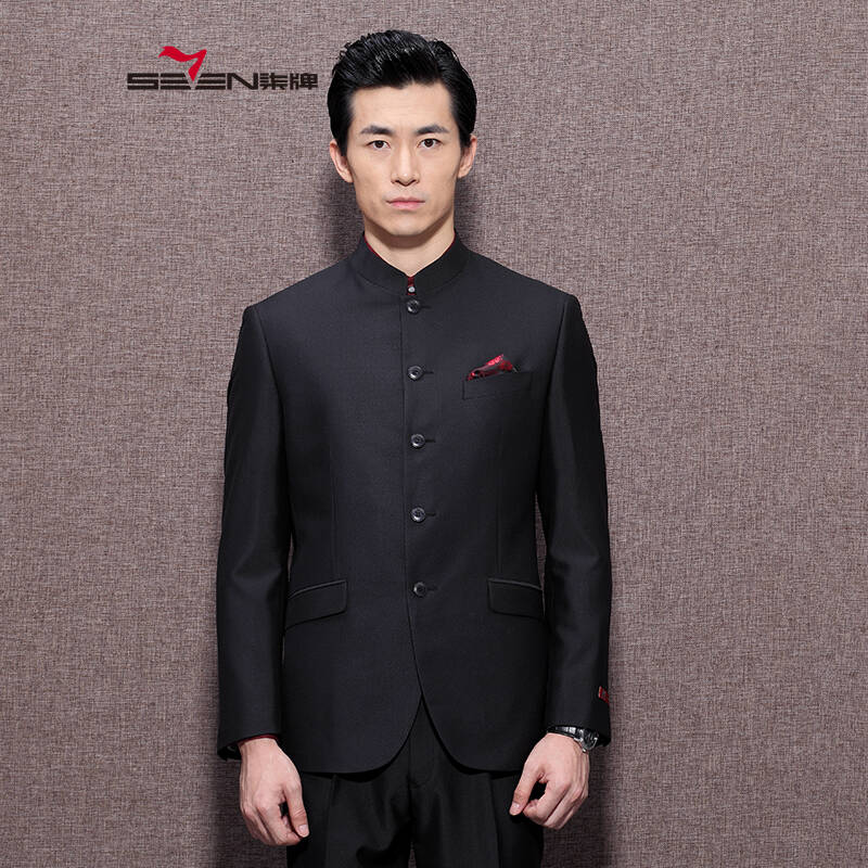 柒牌男装2015秋冬装新款商务时尚中华立领套装西服107c1201t0 107c