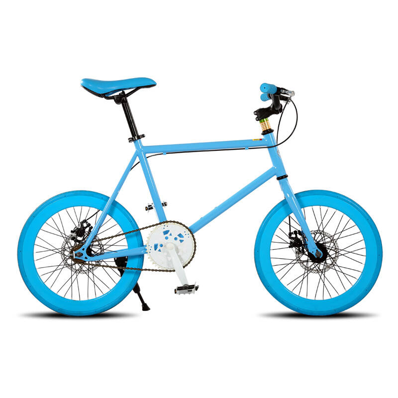 20寸双碟刹小活飞儿童自行车 小死飞 迷你小轮单车男女款彩色单车 蓝