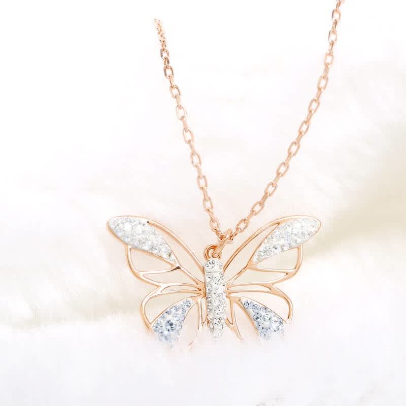 swarovski 施华洛世奇 玫瑰金色镂空蝴蝶 项链 5079315