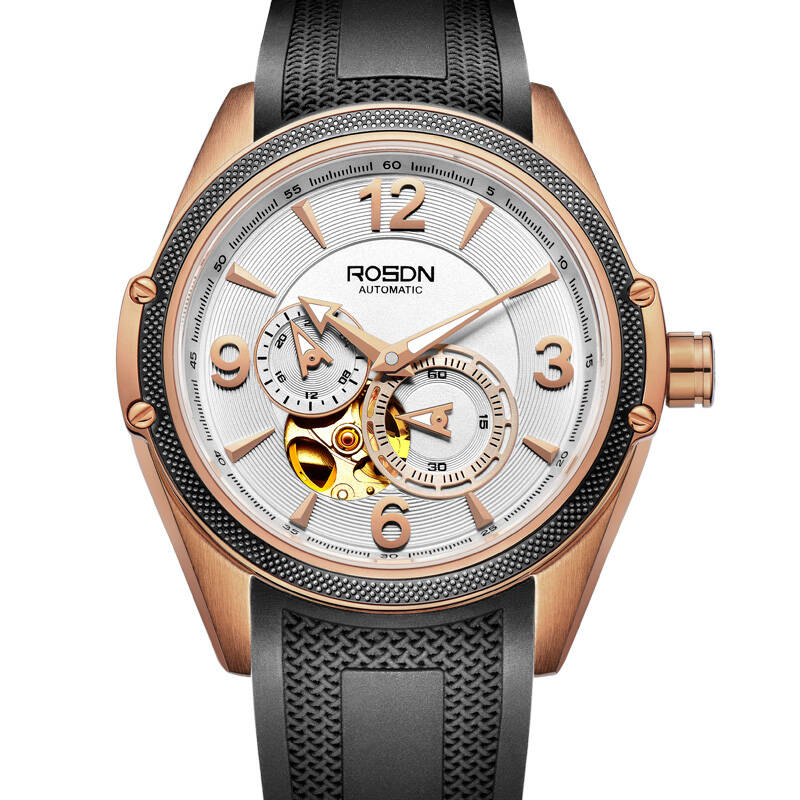 劳士顿(rosdn)男士手表全自动镂空机械男表明星签名款手表2088g 间玫