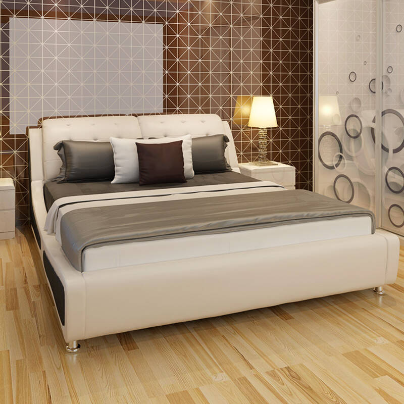 百丽安特 真皮靠背 双人床 独特围边 大床 1.