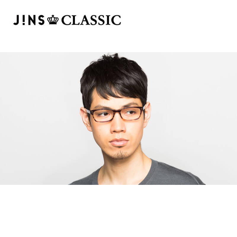 日本jins近视眼镜方镜框可加防蓝光辐射pc镜片classic男ccf14s123 84