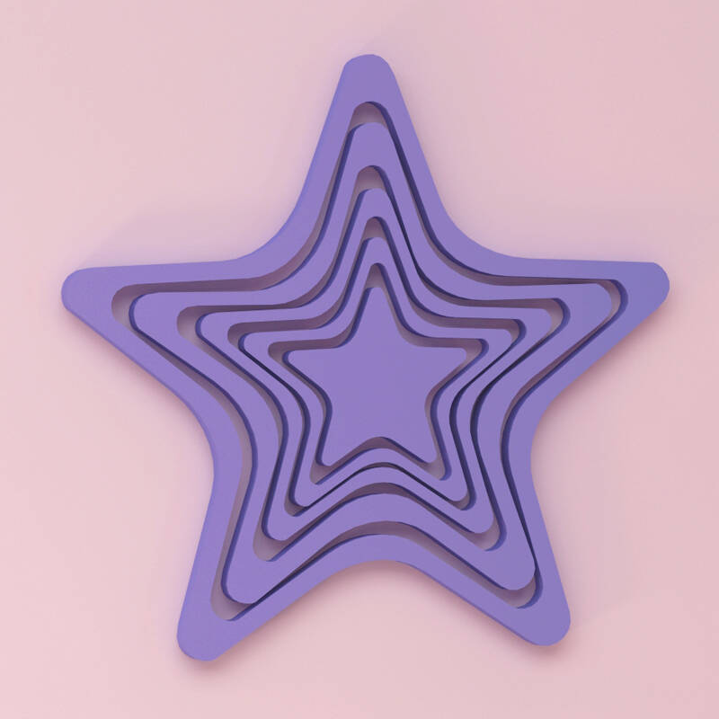 创意五角星立体墙贴客厅背景墙上时尚装饰贴可移除diy环保墙贴 紫色