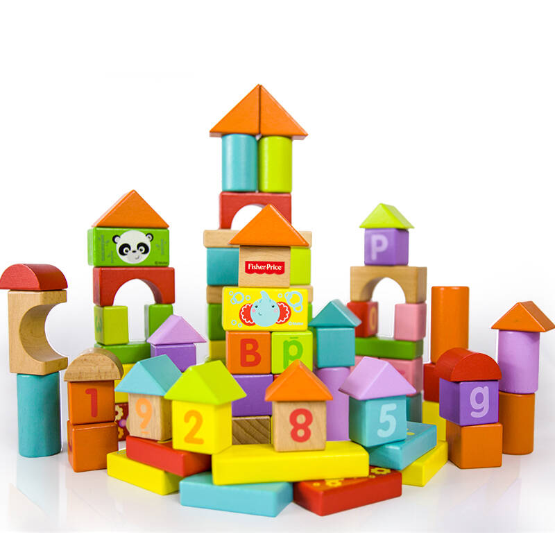 费雪木玩益智积木实木质儿童玩具宝宝智力积木玩具亲子游戏木玩世家