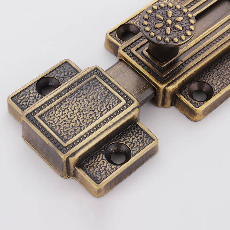 帝品铜插销4寸明装窗花防盗门插栓浴室室内阳台五金配件 黄古铜4寸