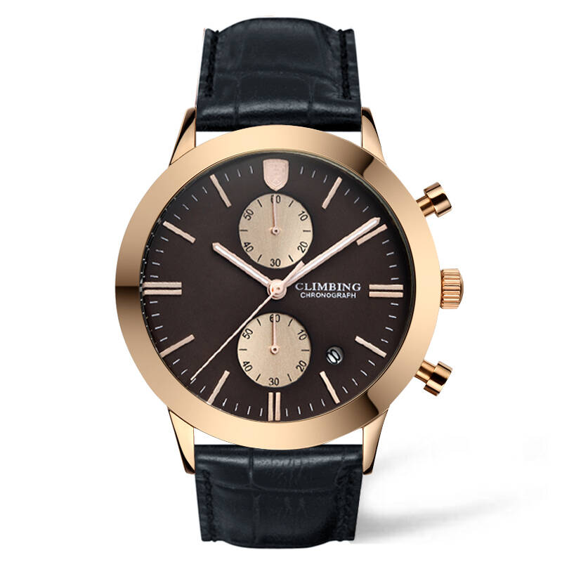 攀登(climbing)手表 瑞士手表 时尚商务男士手表 精钢五针防水手表 c