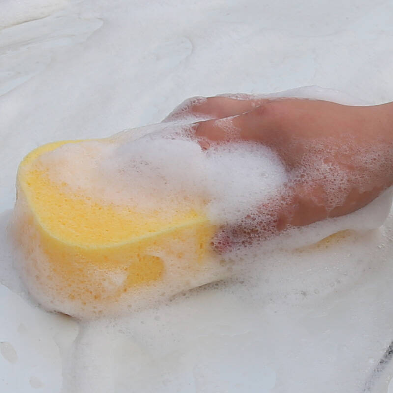 小丑鱼 特大号车用吸水泡沫蜂窝擦车洗车八字海绵清洗用品 黄色 1条