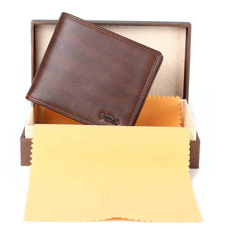 金利来goldlion钱包 男士短款真皮 牛皮皮夹 商务休闲钱夹横款钱包 啡