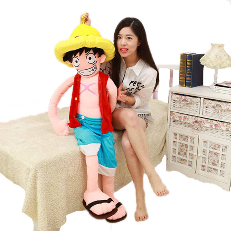 货到付款包邮 布艺海贼王 路飞玩偶路飞草帽小子毛绒公仔超大号动漫