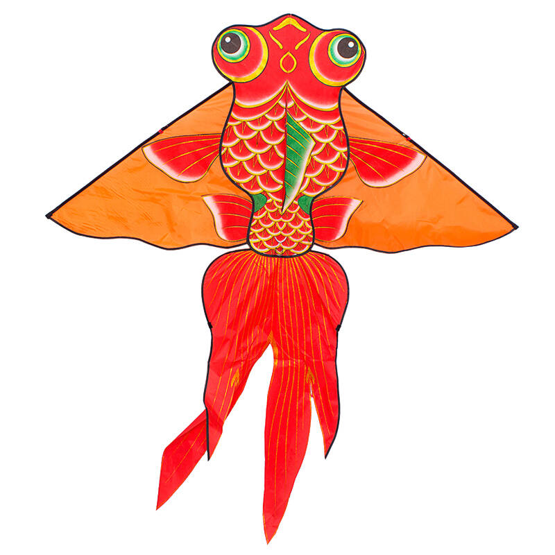 溢彩金鱼儿童风筝户外 潍坊风筝微风好飞 1.5米 金鱼桔色