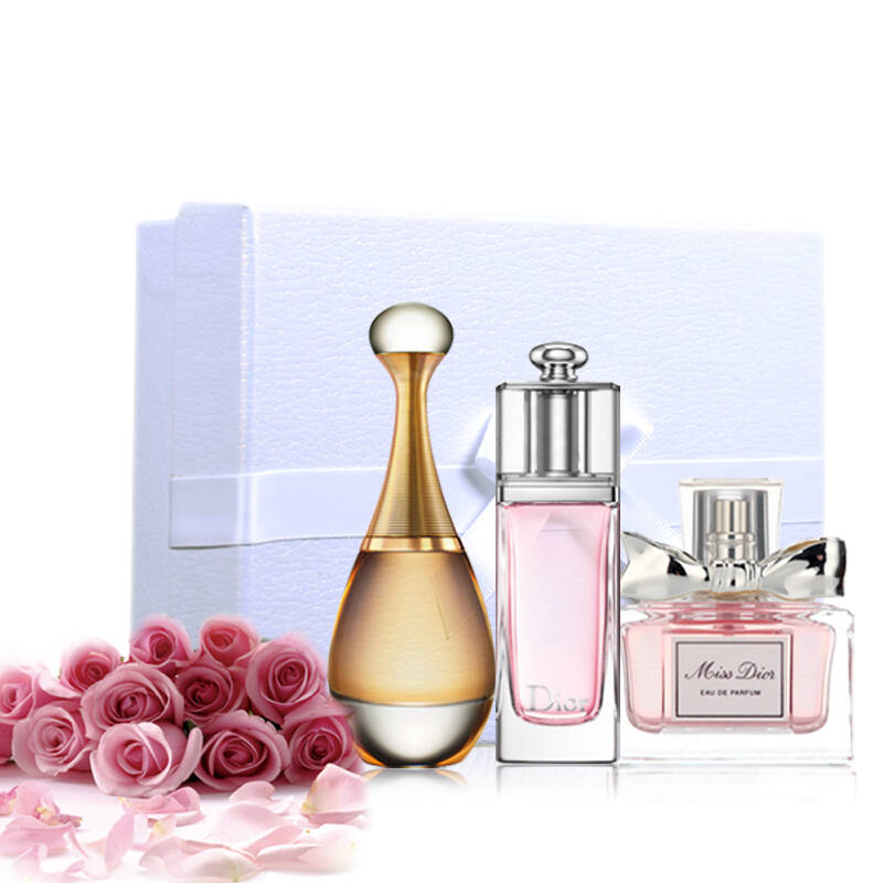 dior迪奥香水三件套 真我/花漾/粉红魅惑 q版礼盒套装 5ml*3女士 套装