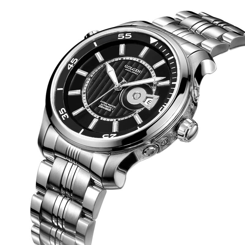 古尊(golgen)男表蛟龙号防水纪念款可潜水手表高性能钢带男士机械手表