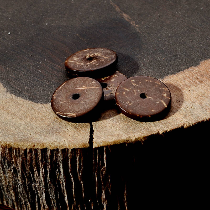 唯愿珠宝 原色椰壳椰片隔片diy佛珠手串配件 约8*2mm 10片装