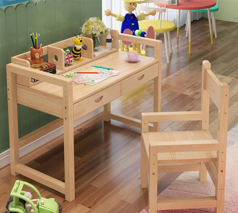 Wood Lifting Children Desk Learning Table S Desks Writing Wood Lifting Children Desk Learning Table S Desks Writing And Chair Set Home Bookshelf Combination Single Log 80 50 75
