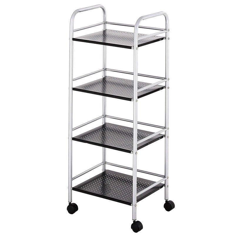 澳美佳 多功能滑轮四层置物架黑色amjmt058b