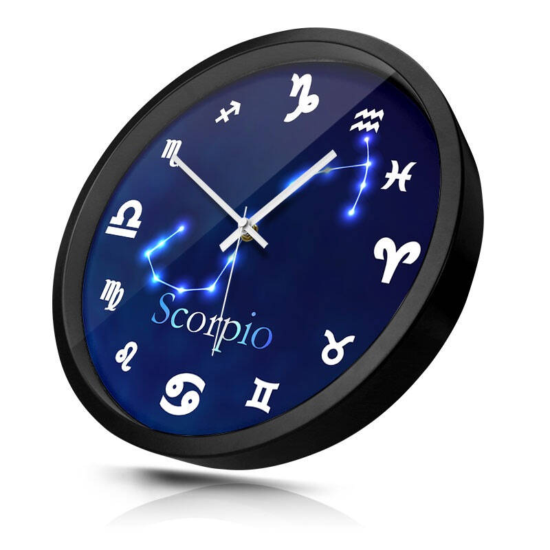 摩门(momen)挂钟 创意客厅卧室12英寸大挂钟时尚十二星座天蝎座静音