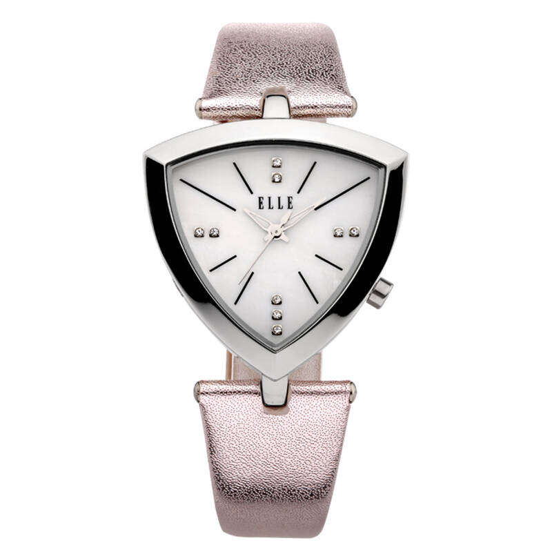 elle手表 法国品牌女士手表个性镶钻真皮时尚石英表复古表水钻女表 el