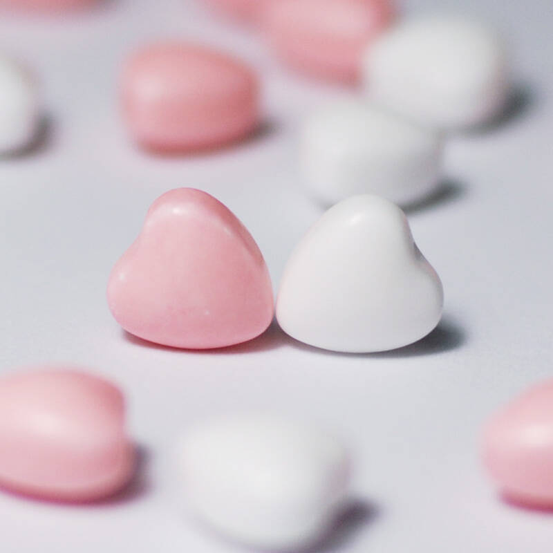 蜜桃心糖豆-粉白|260g/袋|楽菋喜糖|婚庆生日节日糖果 心形糖