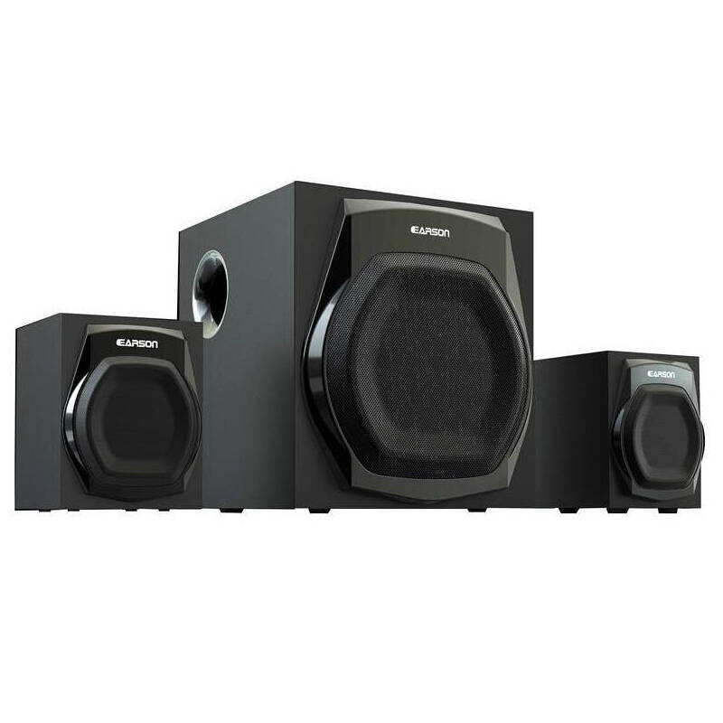 earson 多媒体蓝牙插卡有源木质音响 2.1电脑重低音炮 黑色