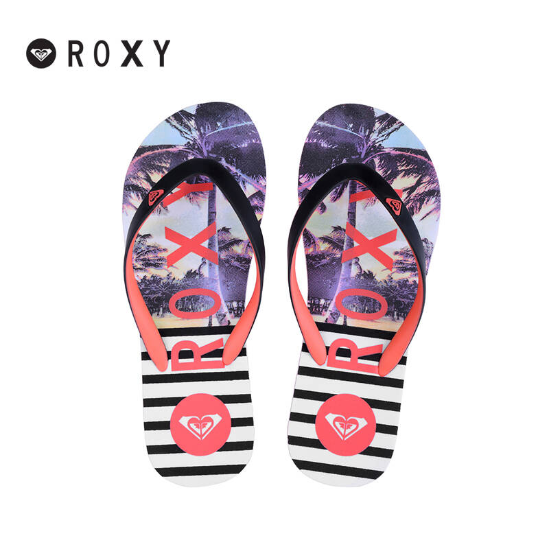 roxy 新款夏女印花舒适平跟休闲人字拖 沙滩鞋 拖鞋 41-1990 41-1990