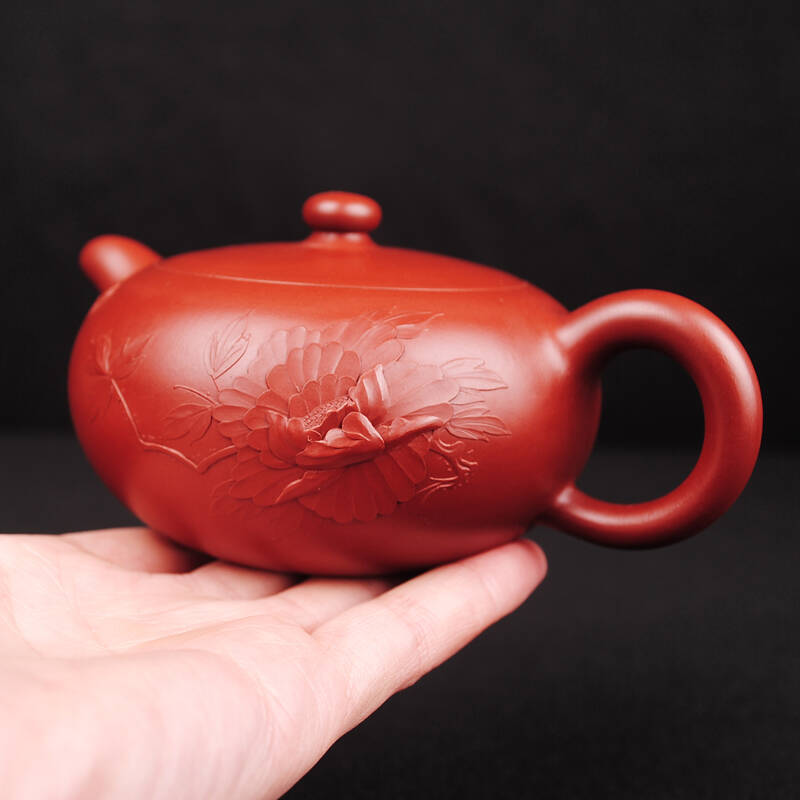 一世堂紫砂壶名家全手工紫泥高档茶壶 周国芳花开富贵370cc 范东明